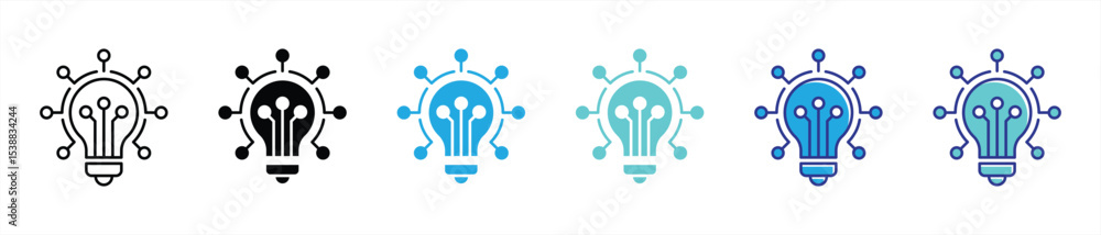 Poster innovative lightbulb circuit icon set. containing bright idea and advanced technology for the future