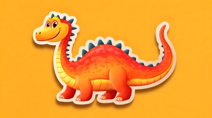 Endearing Animated Dinosaur Sticker in Digital Art with Playful Bright Scales Perfect for Zoo Branding Appeal
