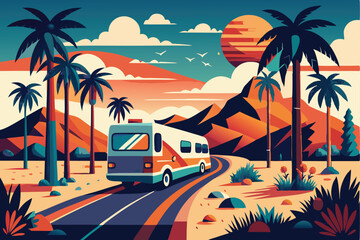 Tropical Hawaiian beach paradise: sun-drenched sand, a turquoise ocean, and a sky full of palm trees