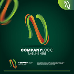 Abstract initial letter N logo design