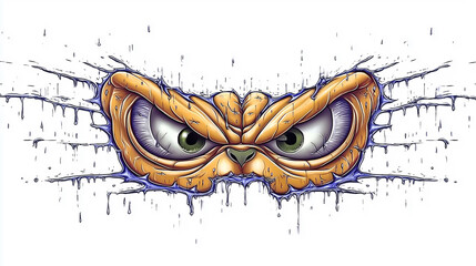 angry monster eyes graffiti sticker wall decal