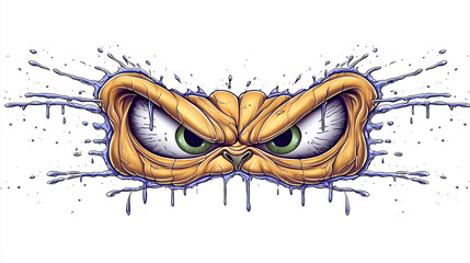 angry monster eyes graffiti sticker wall decal