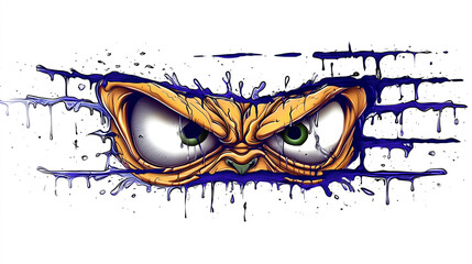 angry monster eyes graffiti sticker wall decal