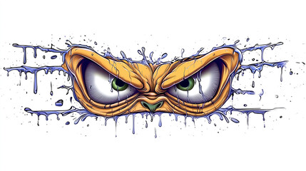 angry monster eyes graffiti sticker wall decal