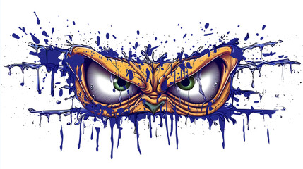 angry monster eyes graffiti sticker wall decal