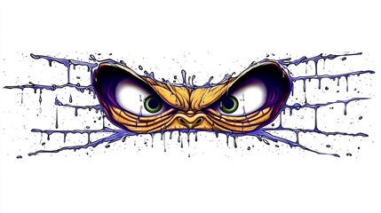 angry monster eyes graffiti sticker wall decal