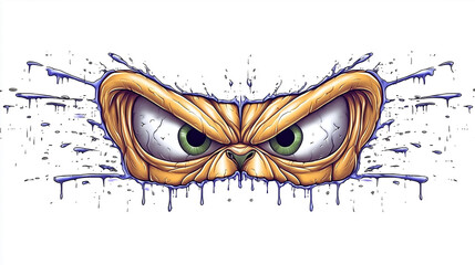 angry monster eyes graffiti sticker wall decal