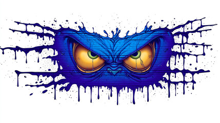 angry monster eyes graffiti sticker wall decal
