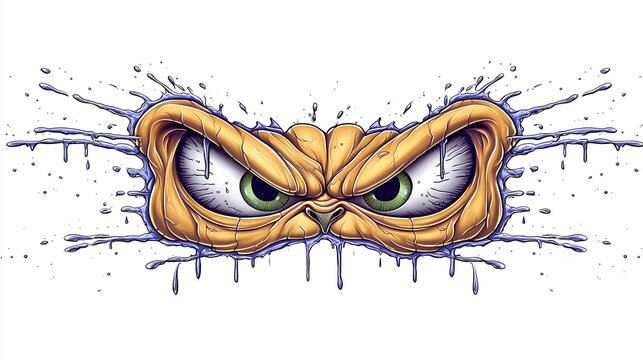 angry monster eyes graffiti sticker wall decal