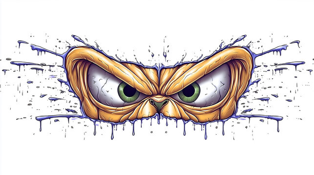 angry monster eyes graffiti sticker wall decal