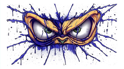 angry monster eyes graffiti sticker wall decal