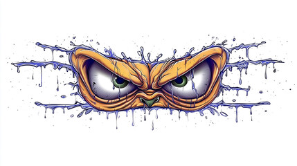 angry monster eyes graffiti sticker wall decal