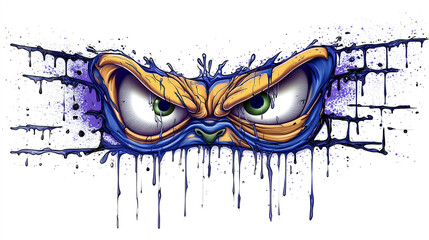 angry monster eyes graffiti sticker wall decal