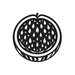 Black Watermelon Silhouette Vector, High Quality Illustration on White Background