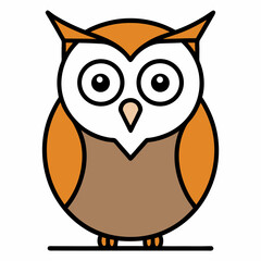 simple line owl vector logo design template