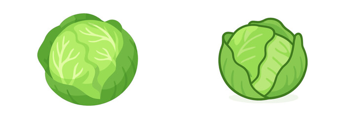 Fresh green cabbages displayed together on a simple white background showcasing their natural textures and shapes