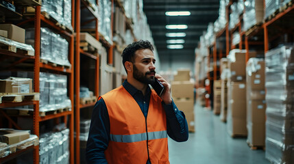 Warehouse worker with manager on 4E2BE