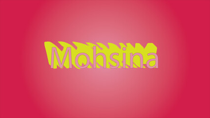 3D Typography – Mohsina Text Effect using yellow color Design