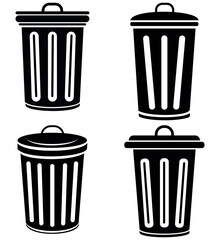 Trash Bin Icon Set Vector Illustration