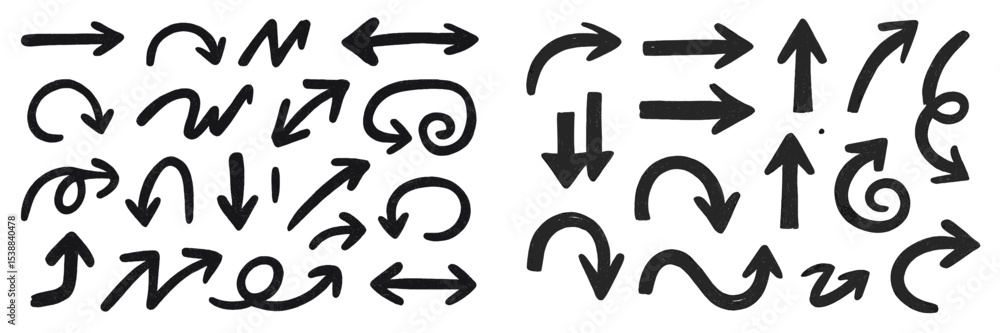 Poster various hand-drawn arrows showcasing different directions and styles for creative projects and desig