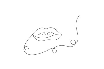 One line continuous art of lips One line vector illustration design
