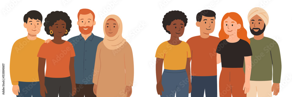 Poster diverse group of friends enjoying togetherness and connection in a modern setting