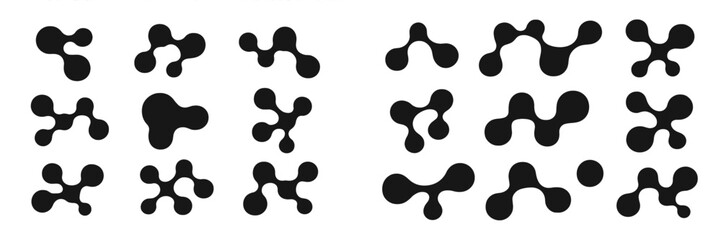 Fototapeta premium Abstract black and white shapes create dynamic patterns and designs on a simple background showcasing creativity and artistic expression