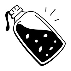 A sketchy style icon showing a liquid bottle 
