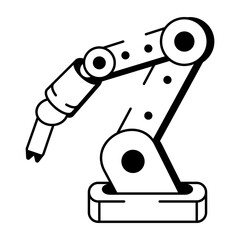 A sketchy style icon showing industrial robotics 

