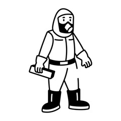 A hand drawn style icon of a safety worker