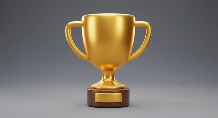 Gold Trophy Award on Grey Background