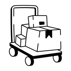  A doodle style icon of warehouse cart

