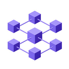 Obraz premium Cubes connected in a network isolated on transparent background