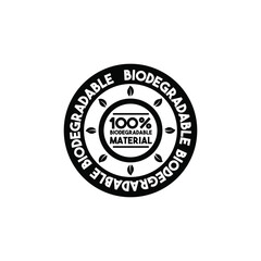  100% Biodegradable Material Black Icon Vector Sign