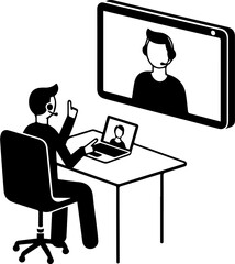 Video Conference and Online Meeting Icon – Remote Work and Virtual Communication