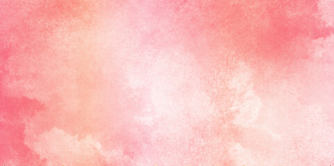 Beautiful watercolor art background. Pink and yellow shades aquarelle painted paper textured stain element for text design, Watercolor texture for cards, flyers, poster, banner background.