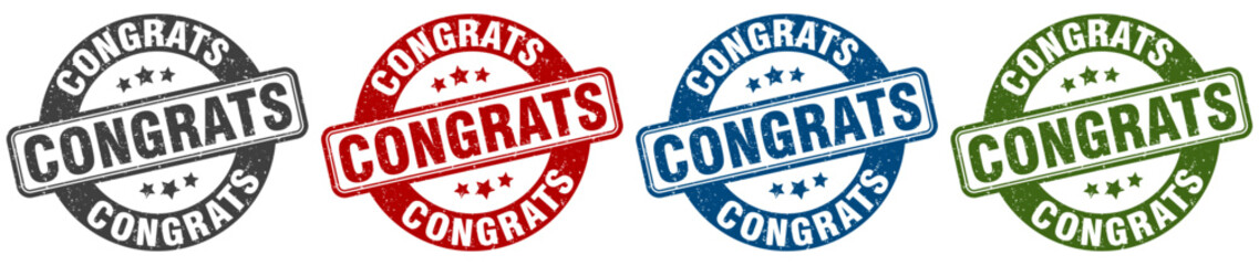 congrats stamp. congrats round stamp set isolated on white background