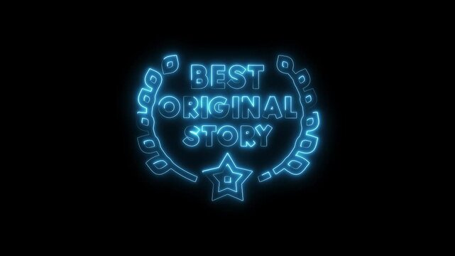 Best original story award neon glowing sign with laurel wreath and star element