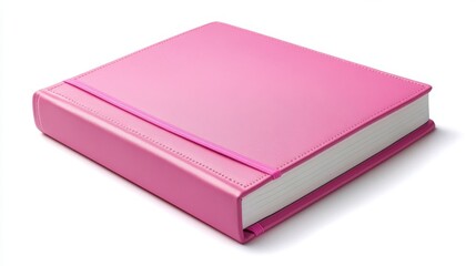 Pink colored diary photo minimalist white background