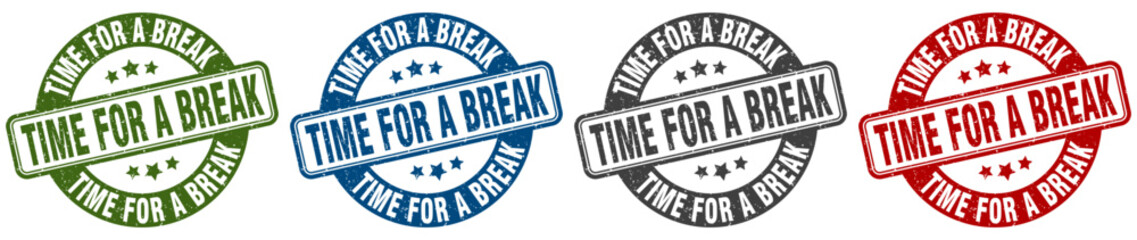 time for a break stamp. time for a break round stamp set isolated on white background