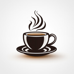 Obraz premium Coffee cup with steam, vector logo design, simple shape, white background