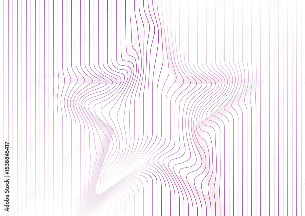 Poster Abstract warped violet lines forming distorted star shape, tech minimal background. Vector geometric pattern design