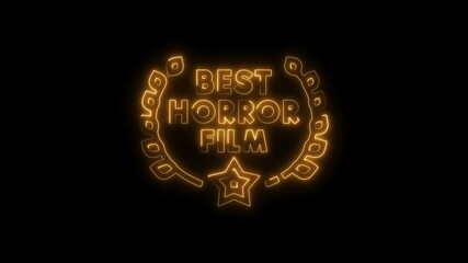 Neon best horror film award animated title element for movie awards ceremony