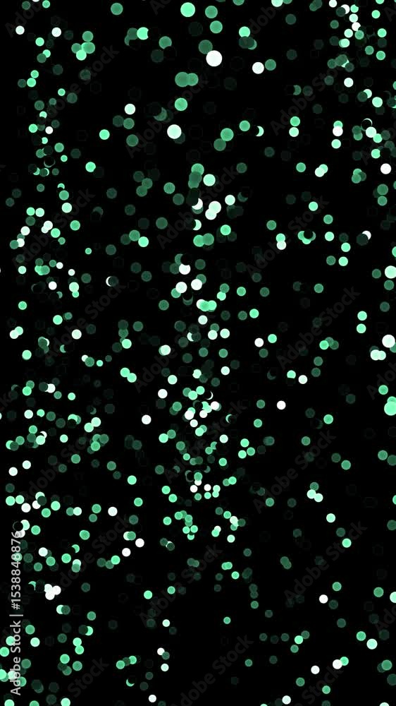 Poster elegant bokeh effect: teal and white light particles on a black background