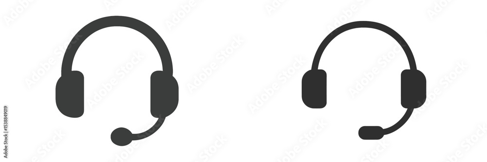 Poster headset icons depicting various designs suitable for digital communication or gaming use