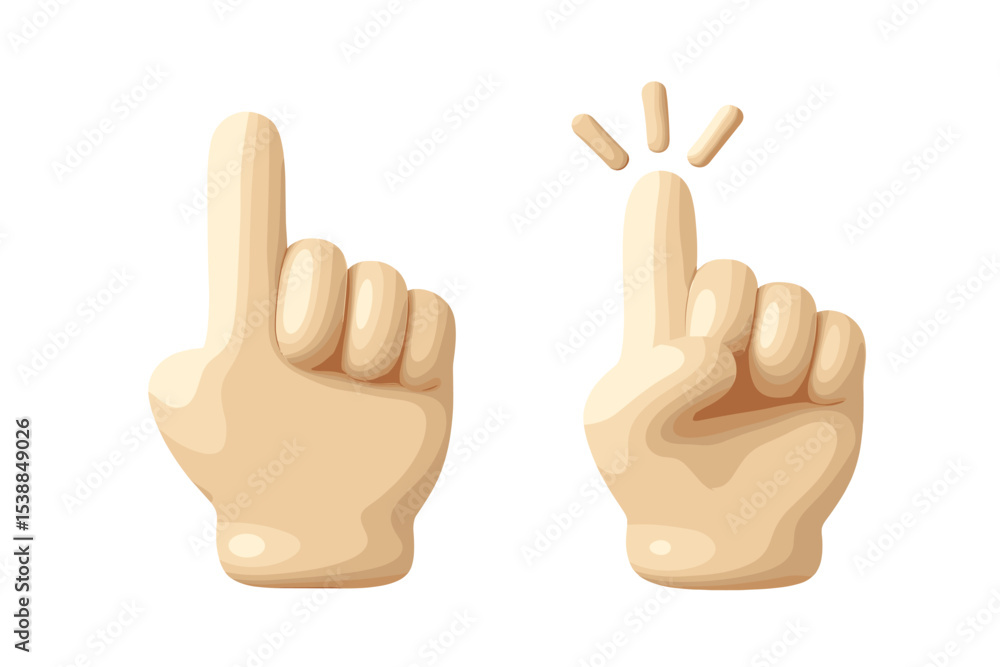 Poster Hands raise in gesture of counting or signaling attention during a conversation with clear background and simple design