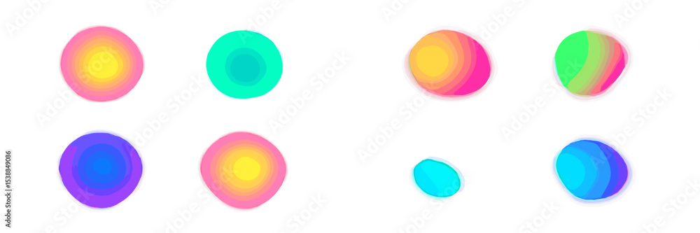 Poster Colorful abstract orbs displayed in a harmonious arrangement showcasing vibrant gradients and shapes in a digital art composition