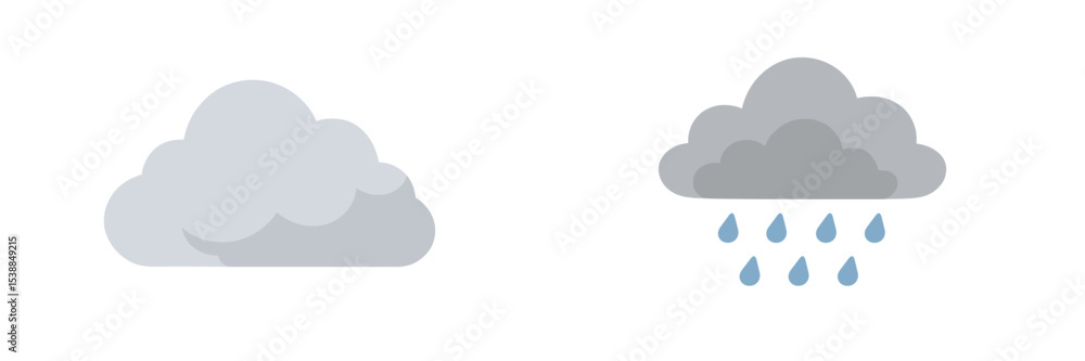 Aufkleber Light and dark clouds with rain illustrating varied weather conditions in a simple graphic design