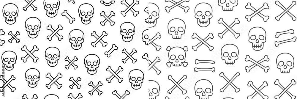 Aufkleber Skulls and crossbones pattern in a monochromatic design for decorative or artistic use
