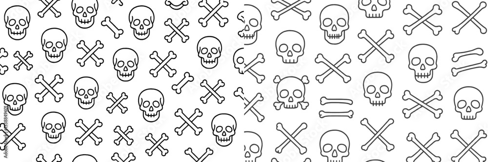 Aufkleber Unique and vibrant pattern featuring skulls and crossbones in a fun design suitable for various creative projects